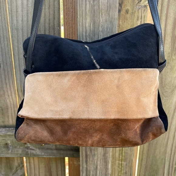 Vintage Nancy Bacich y2k Nude Color Block Genuine Leather Tote Purse - Picture 2 of 10